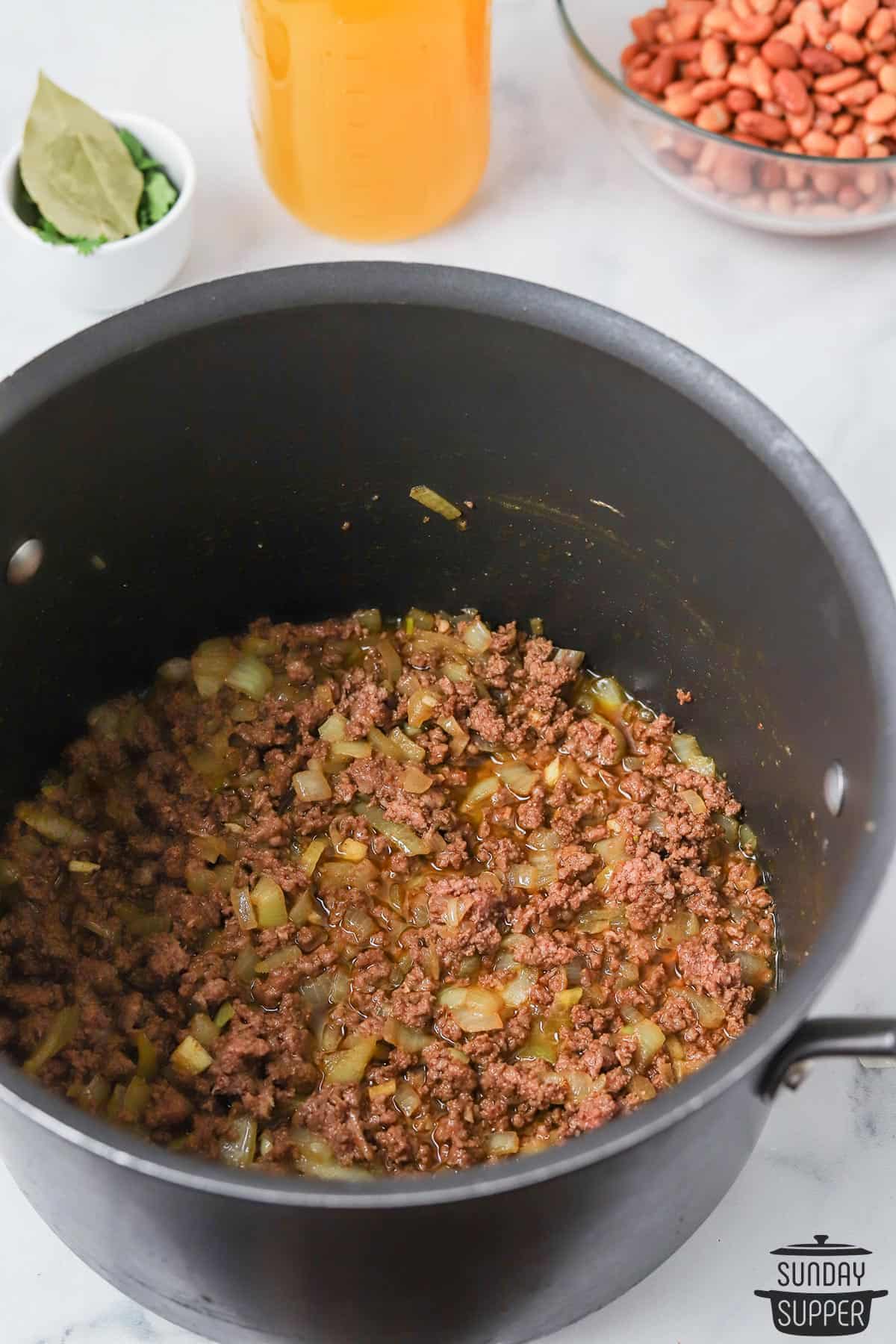taco seasoning added to the browned ground beef