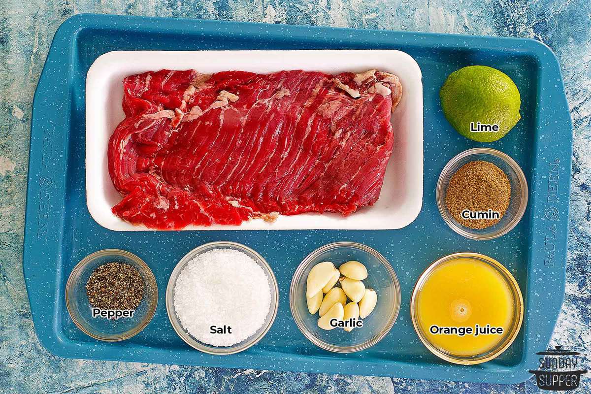 all the ingredients for carne asada marinade