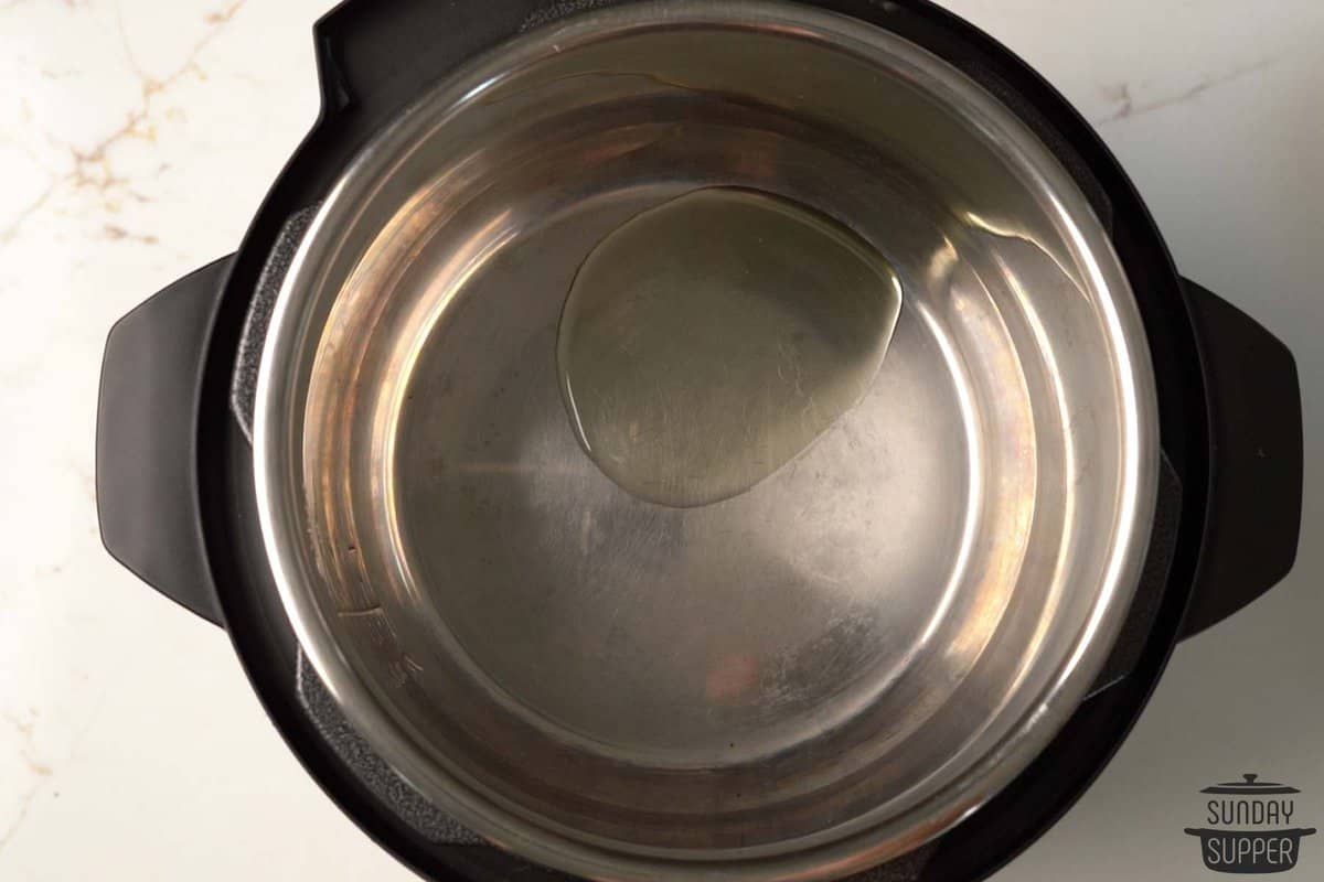 olive oil inside of the instant pot