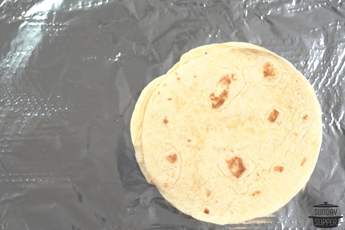 tortillas on foil to be wrapped