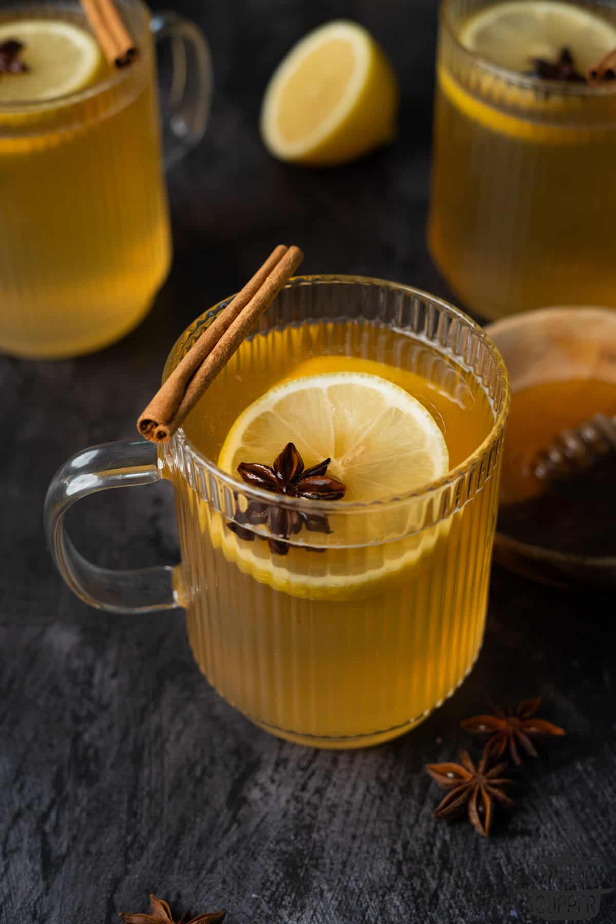 garnished hot toddies with extra star anise