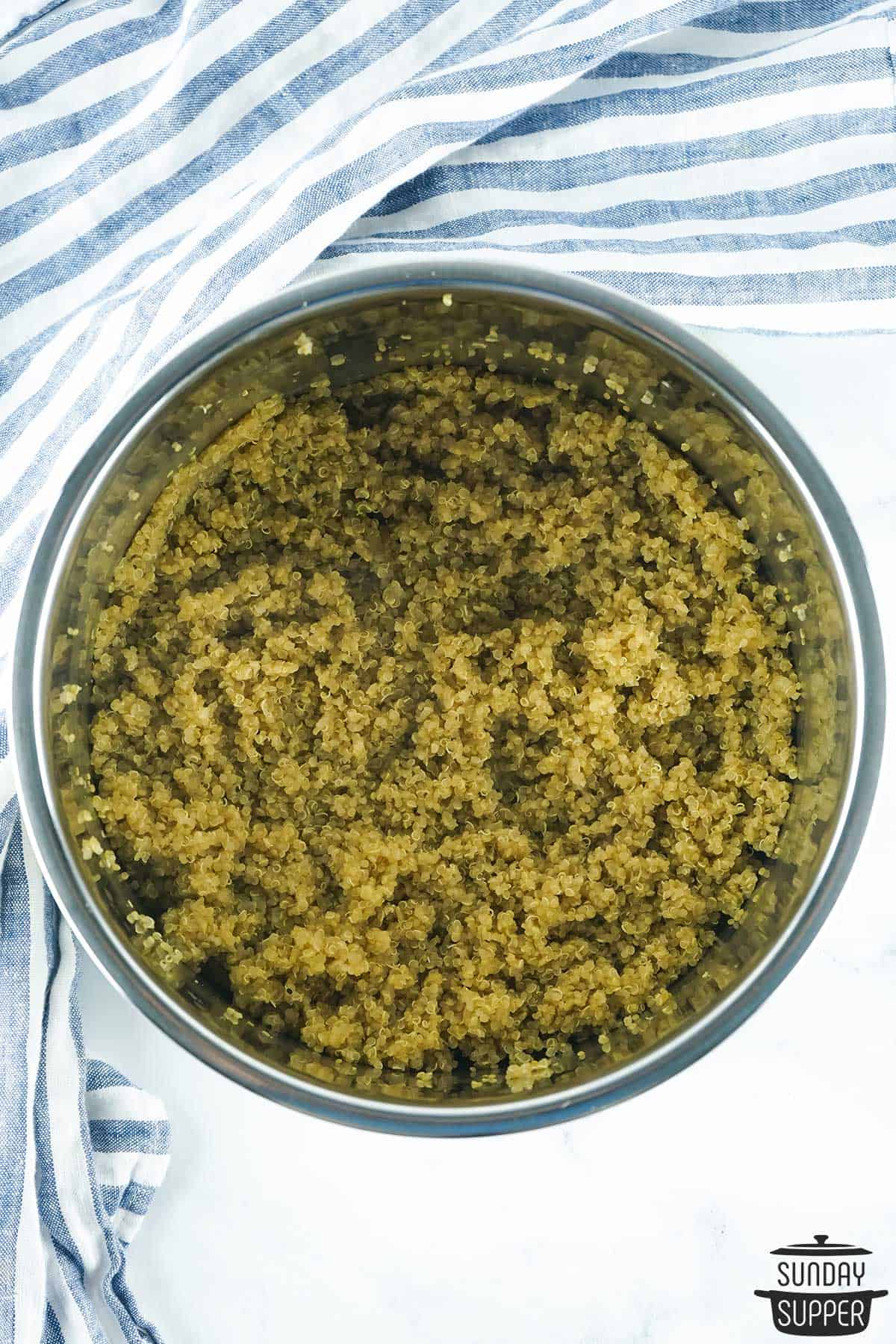 cooked quinoa in the instant pot pan