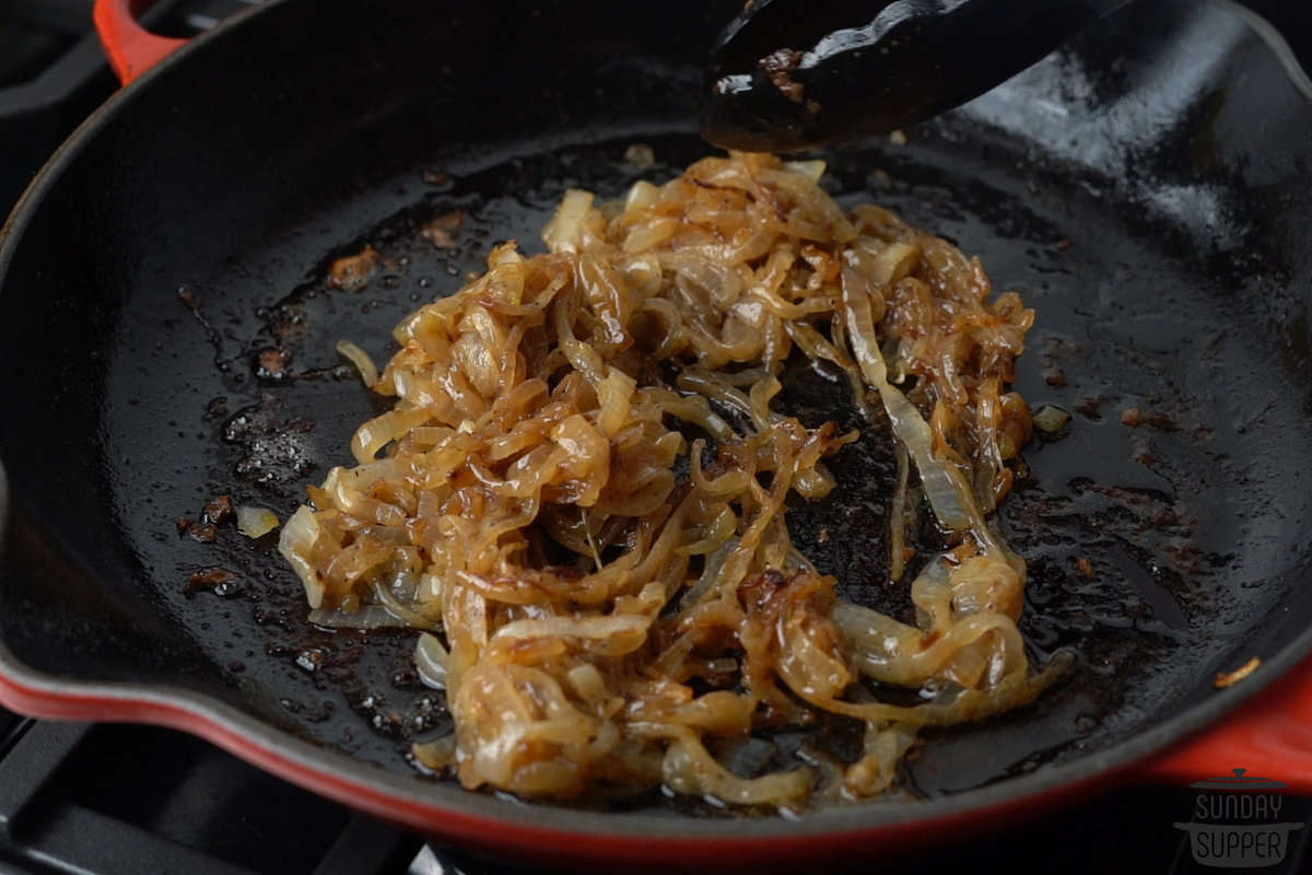 sautéed onions in a skillet