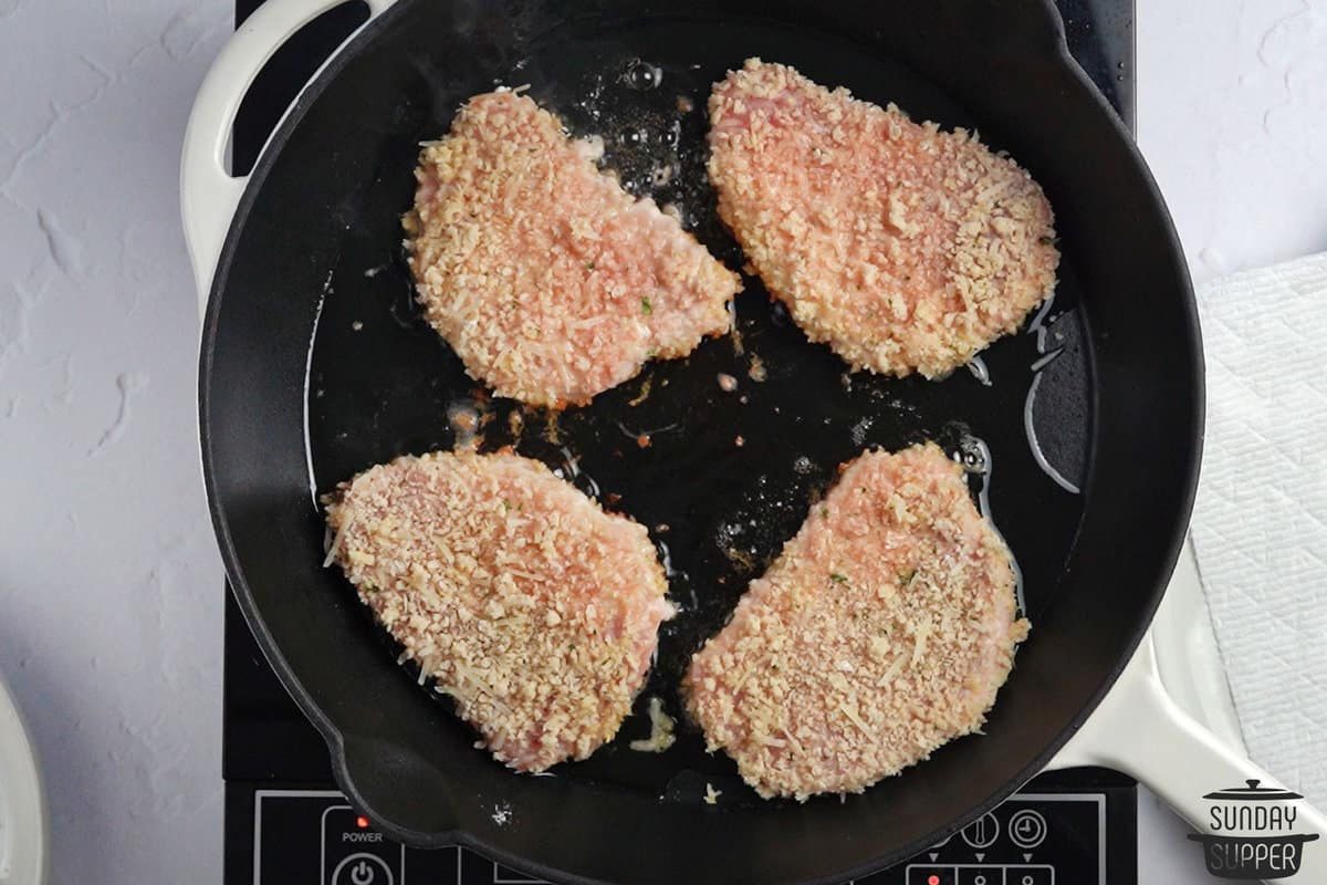 frying breaded pork chops