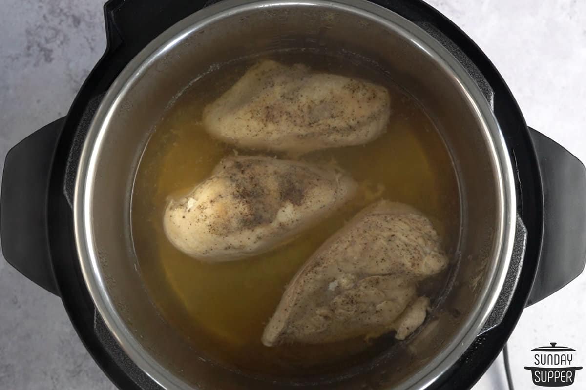 3 cooked chicken breasts in the instant pot