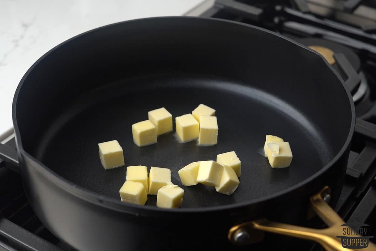 the butter melting in a pan