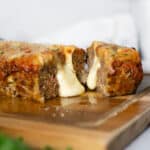 cheese pouring out of meatloaf