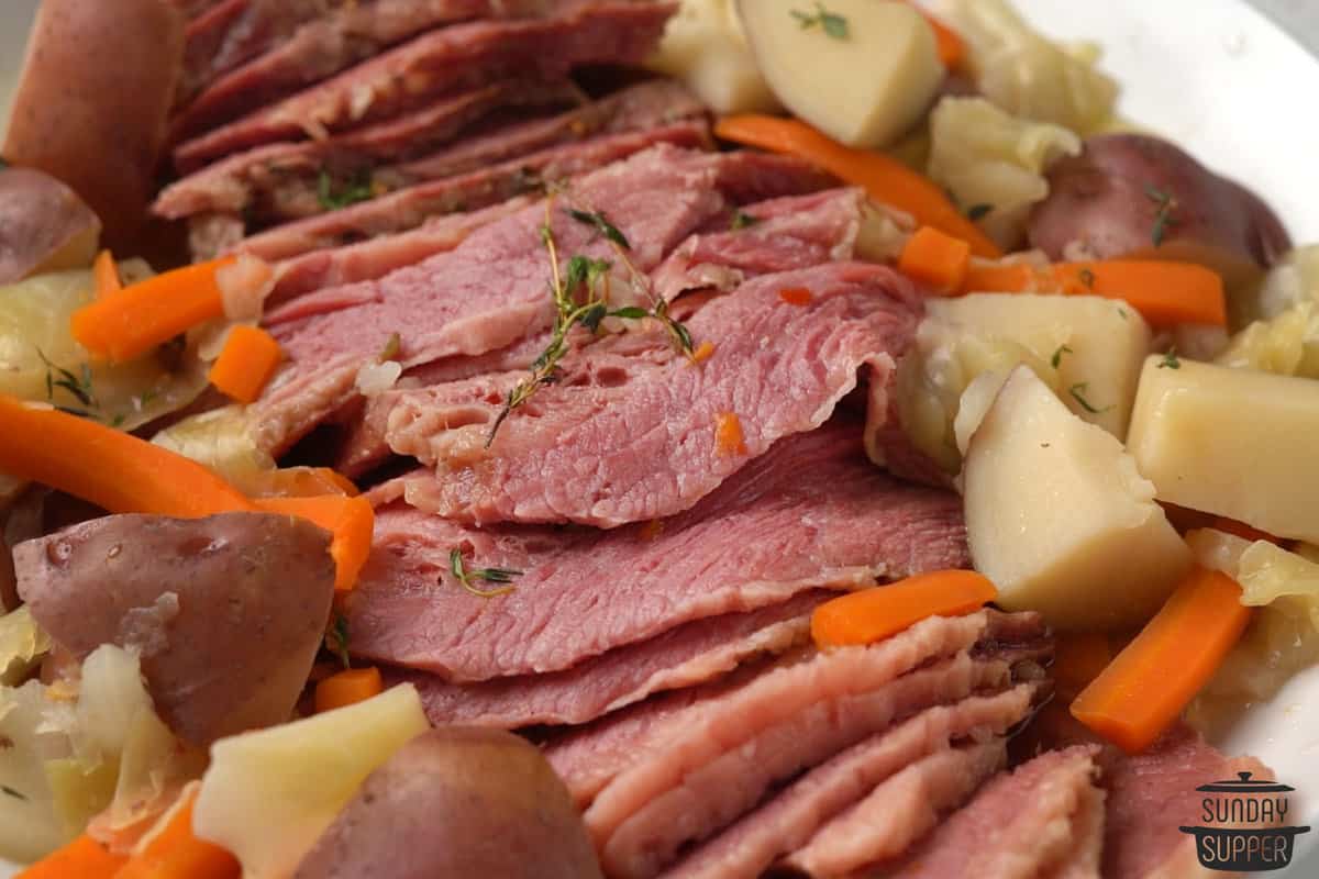 sliced ground beef with vegetables ready to serve