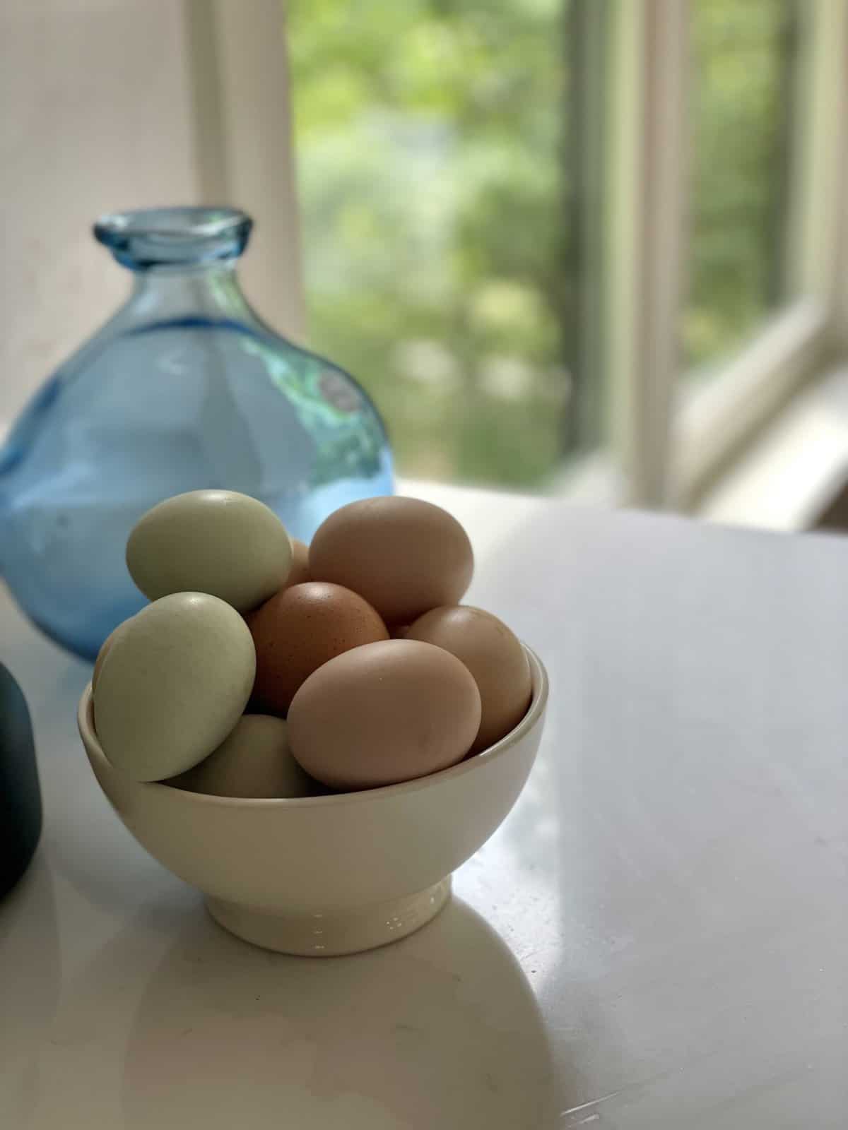 beautiful farm fresh eggs in a bowl