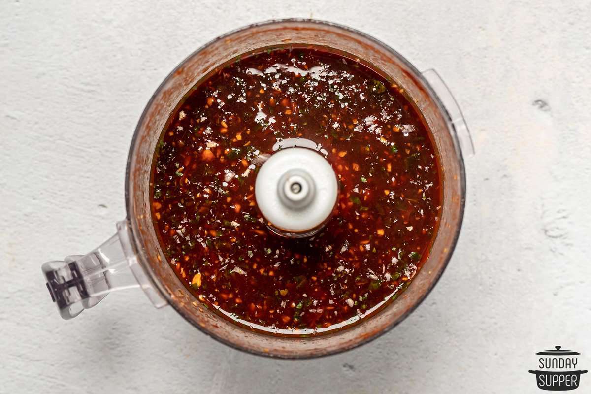 the marinade in a blender after being blended completely