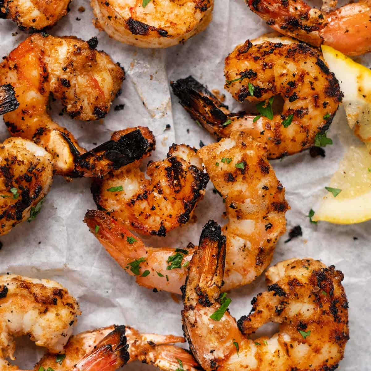 grilled shrimp on a baking rack