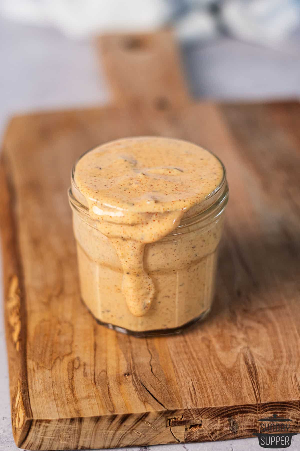 remoulade sauce in a clear jar