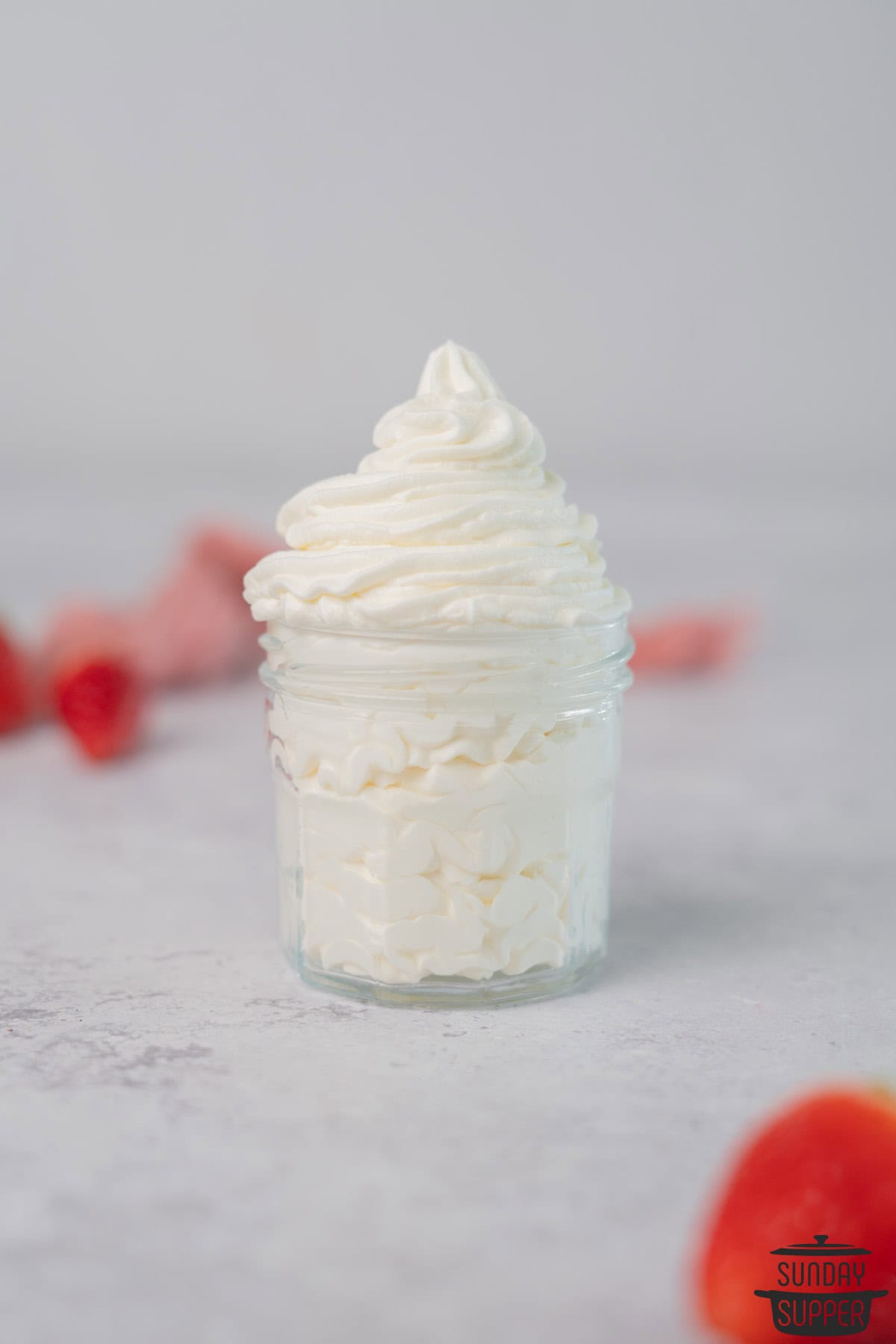 whipped cream in a clear container