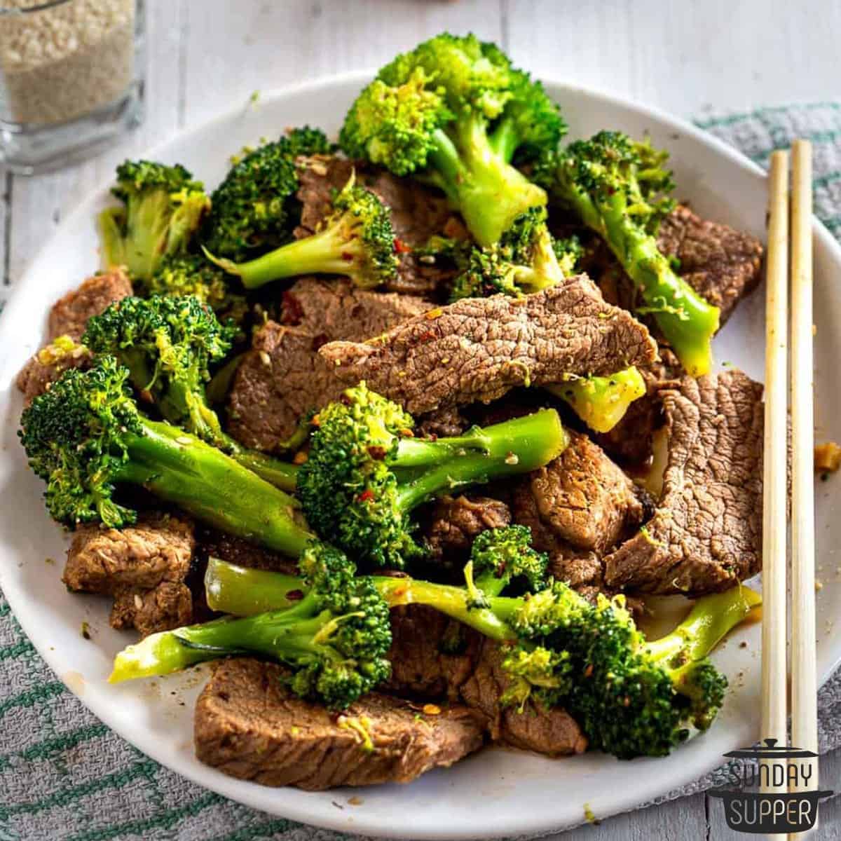 a plate of instant pot beef and broccoli