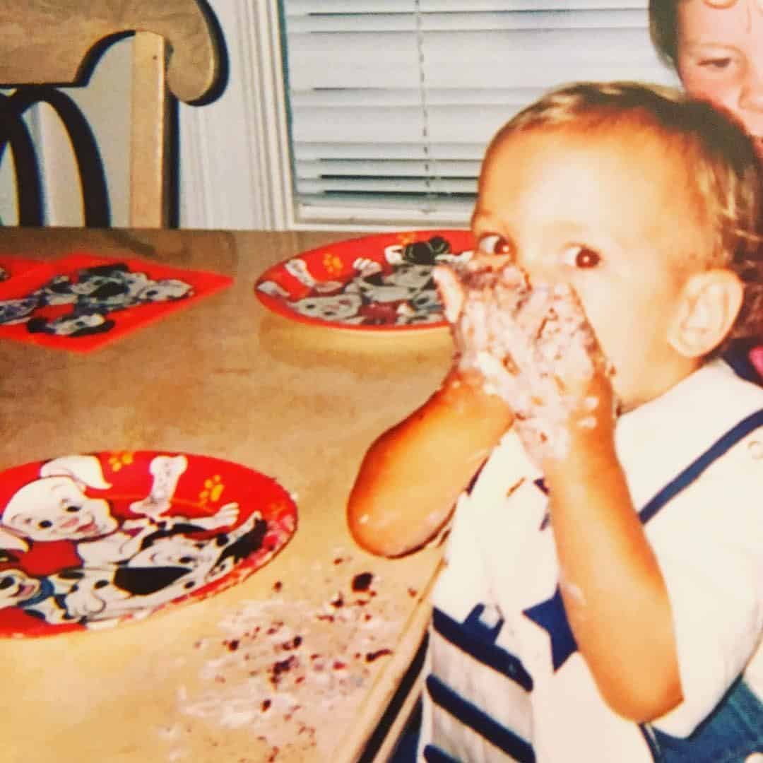 Baby Riley enjoying cake