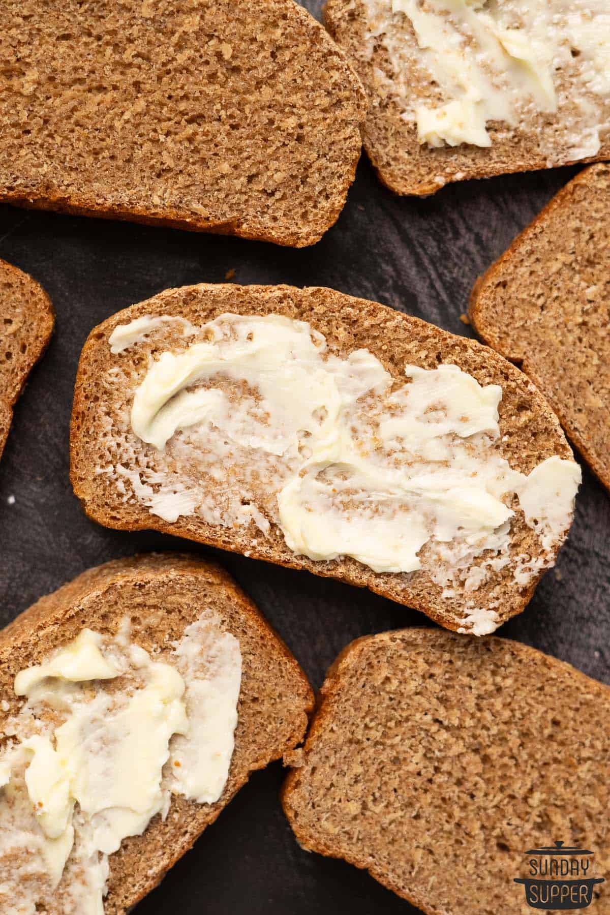 sprouted bread slices with butter