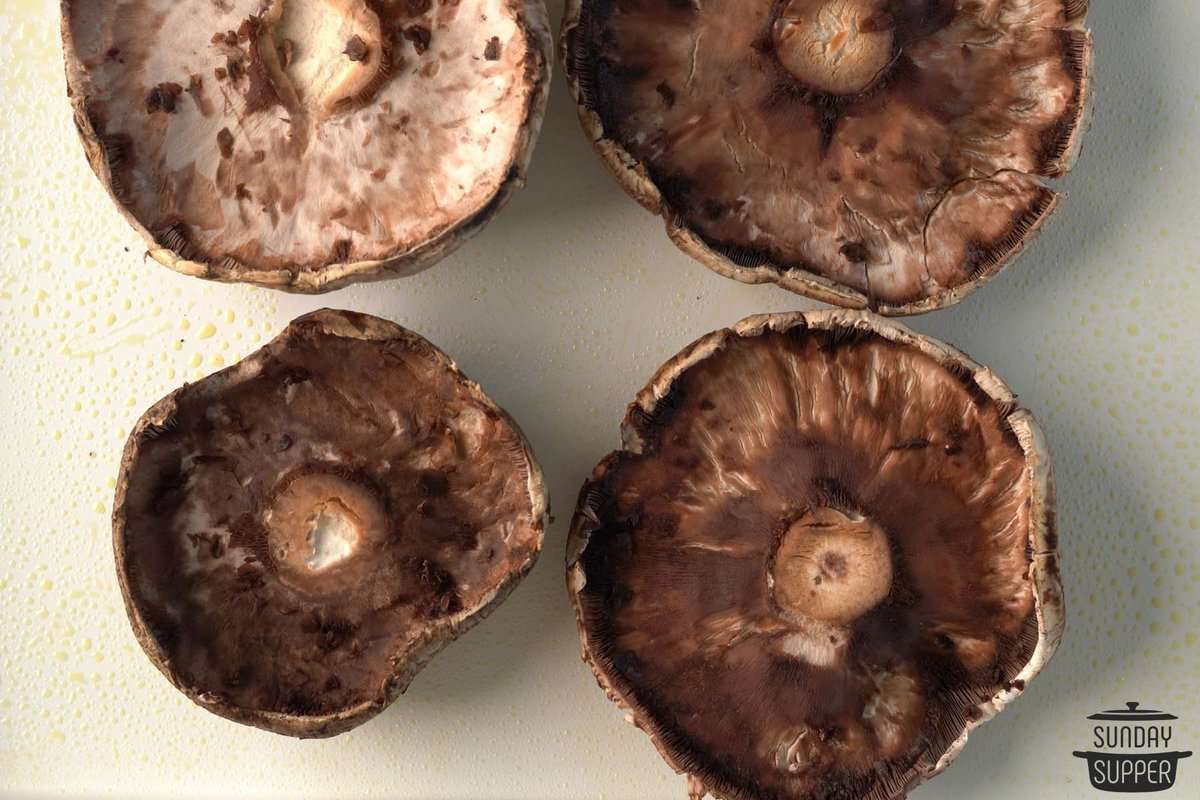 mushrooms on baking sheet