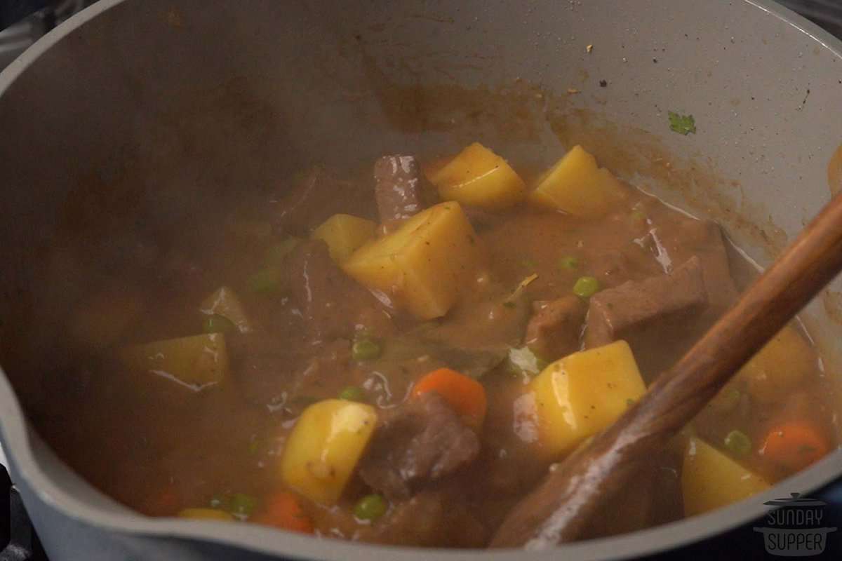 The beef stew after simmering