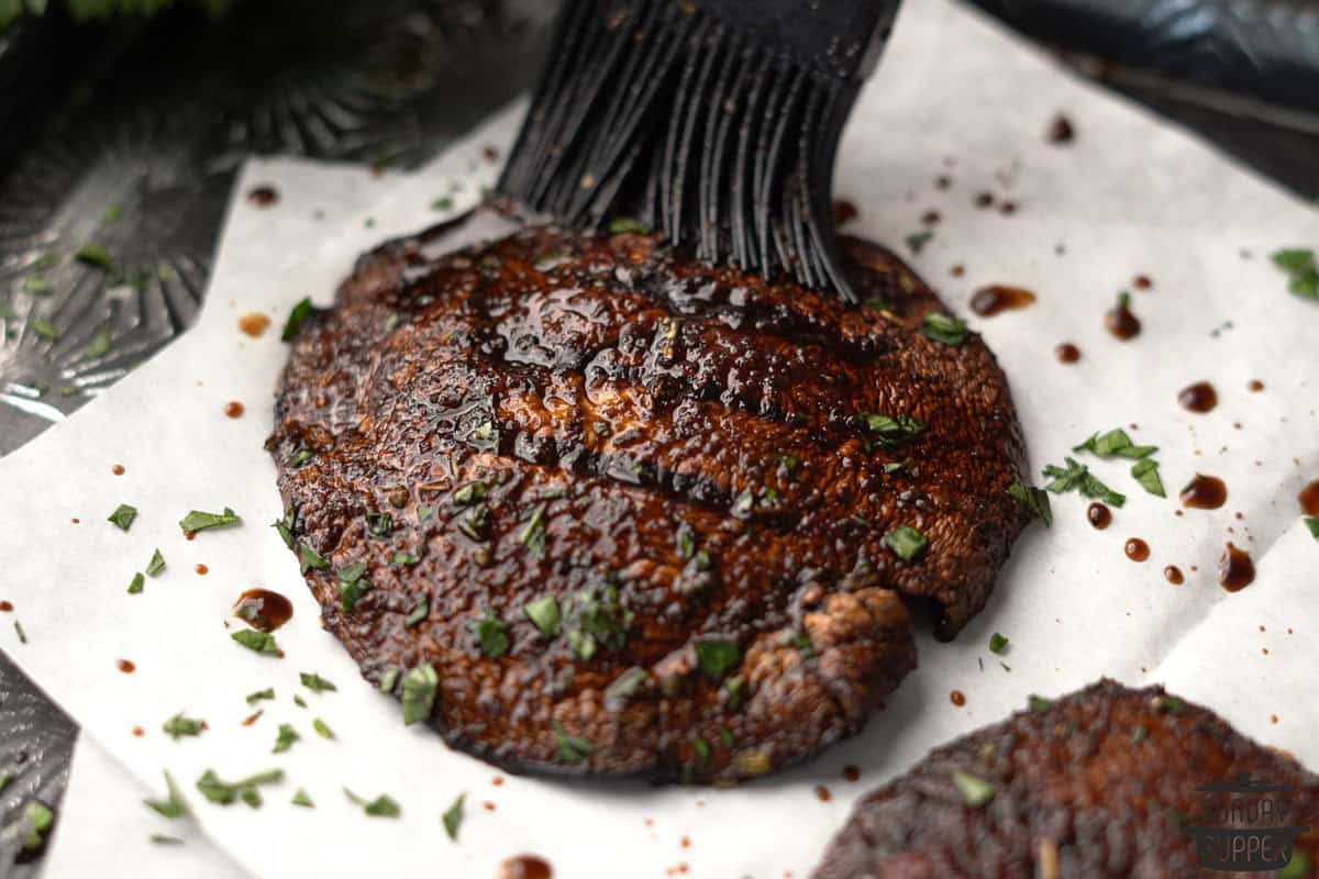 a completed marinated grilled mushroom