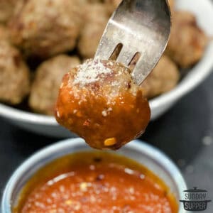 instant pot meatball dipped in sauce