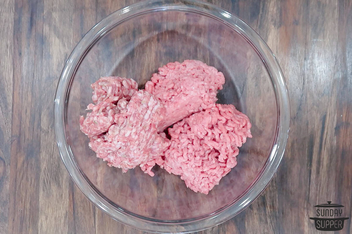 ground beef added to a bowl