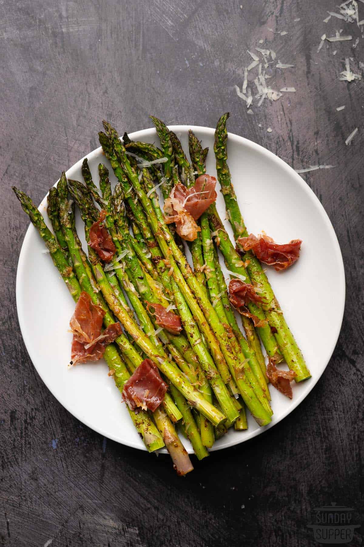 a plate of roasted asparagus