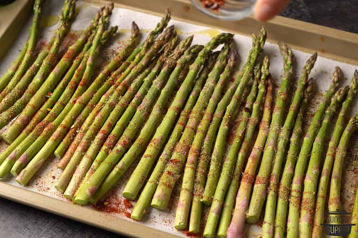 the seasonings added to the asparagus