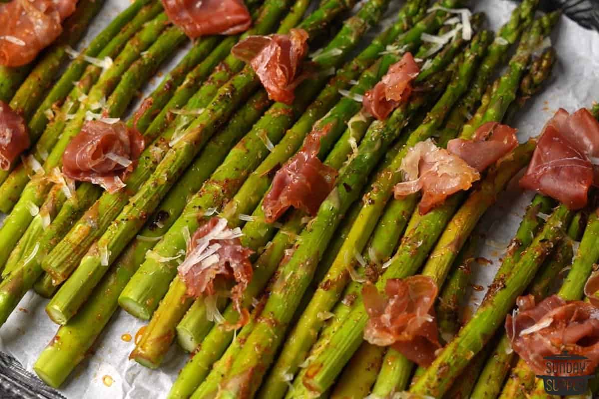 asparagus after being roasted with parmesan added