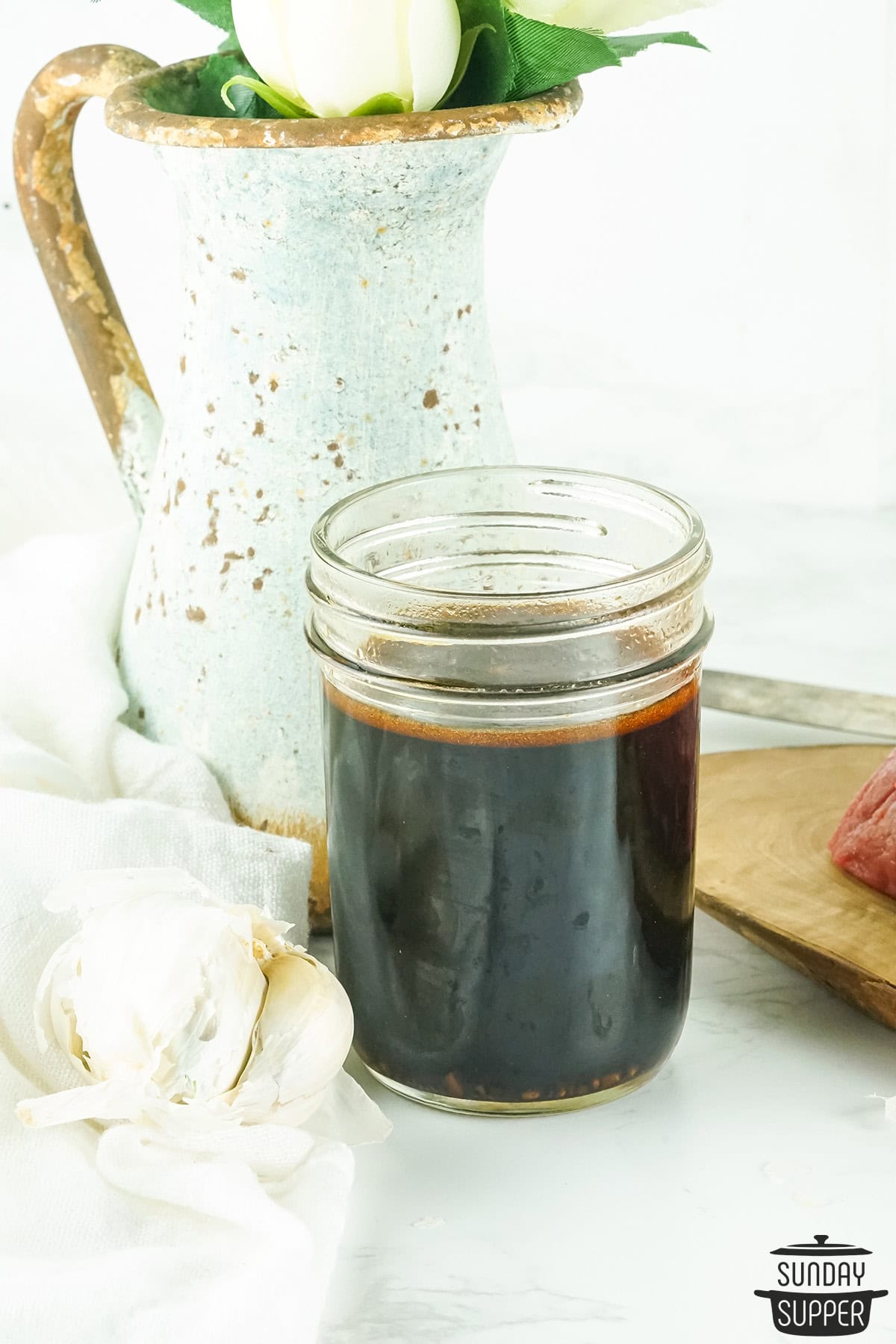 asian steak marinade in glass jar