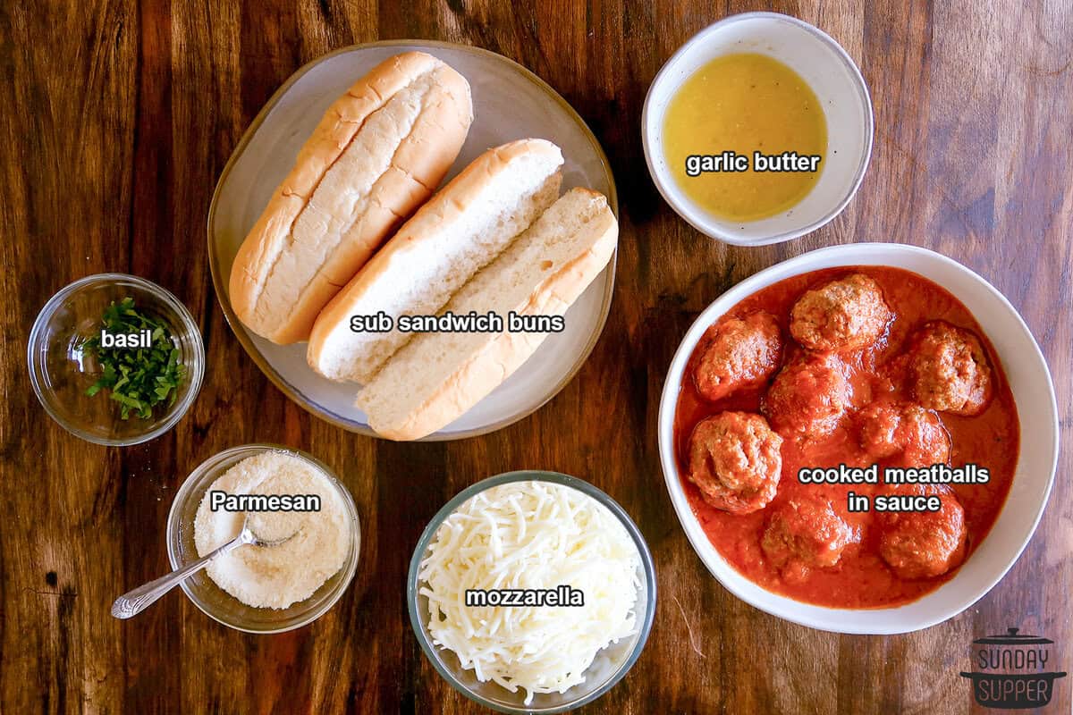 meatball sub ingredients with labels