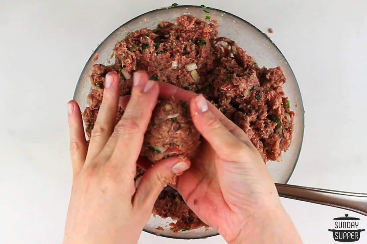 meatballs being formed