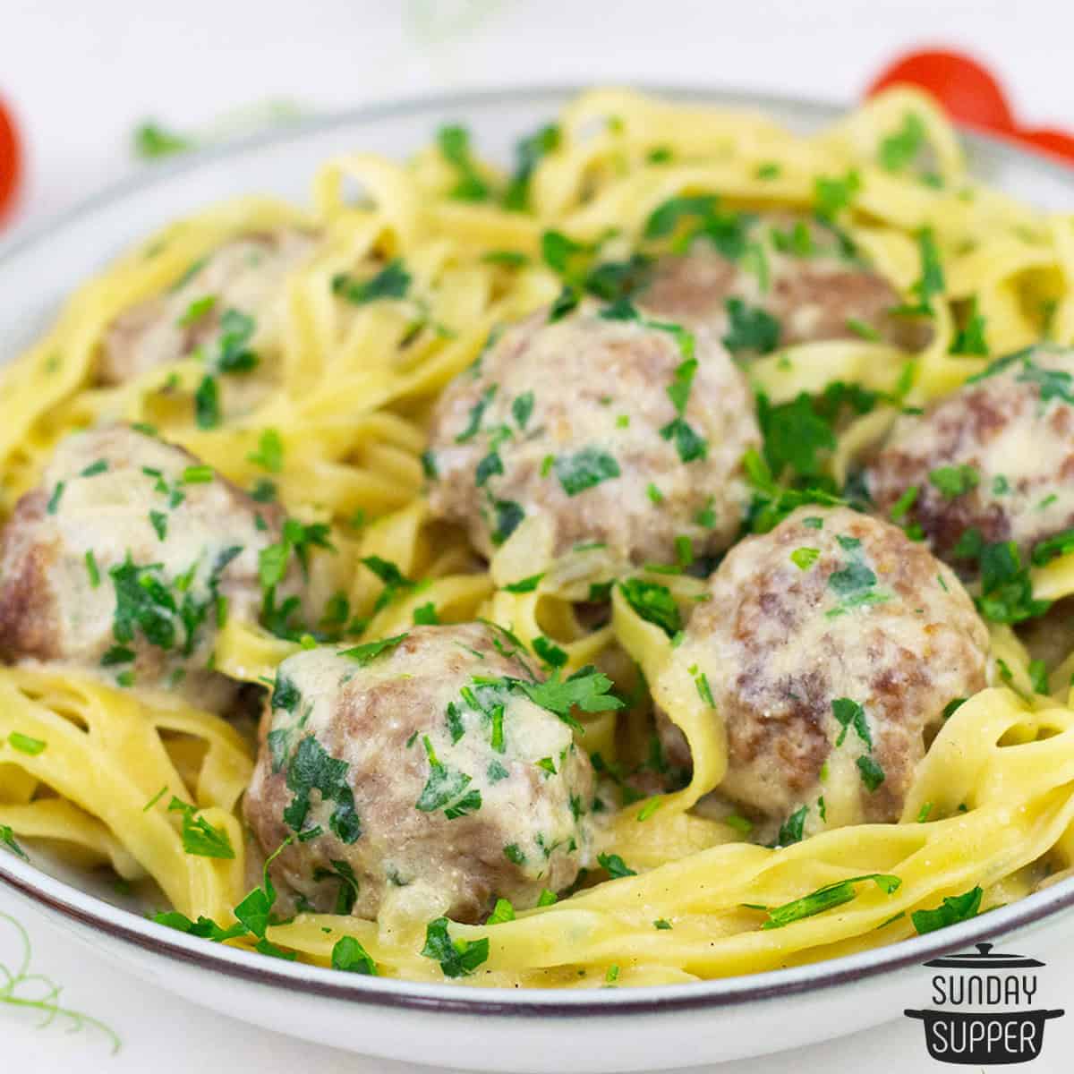 meatballs in sauce with noodles