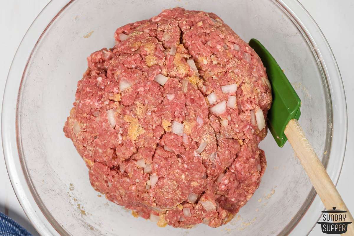 the meatball mixture combined in a bowl