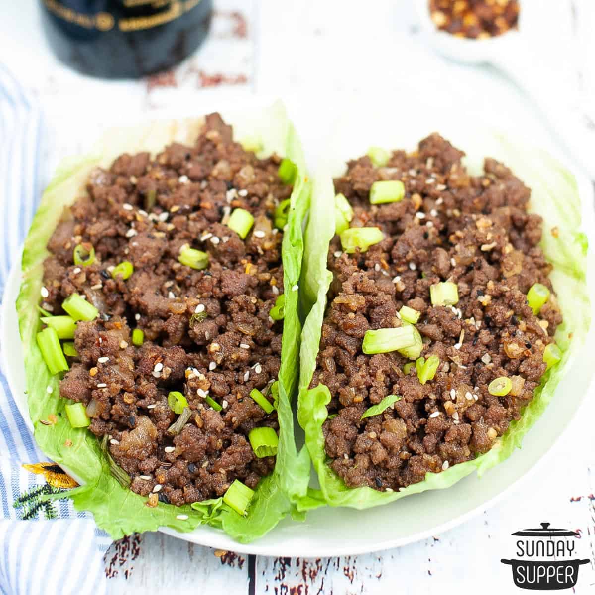 two ground beef lettuce wraps