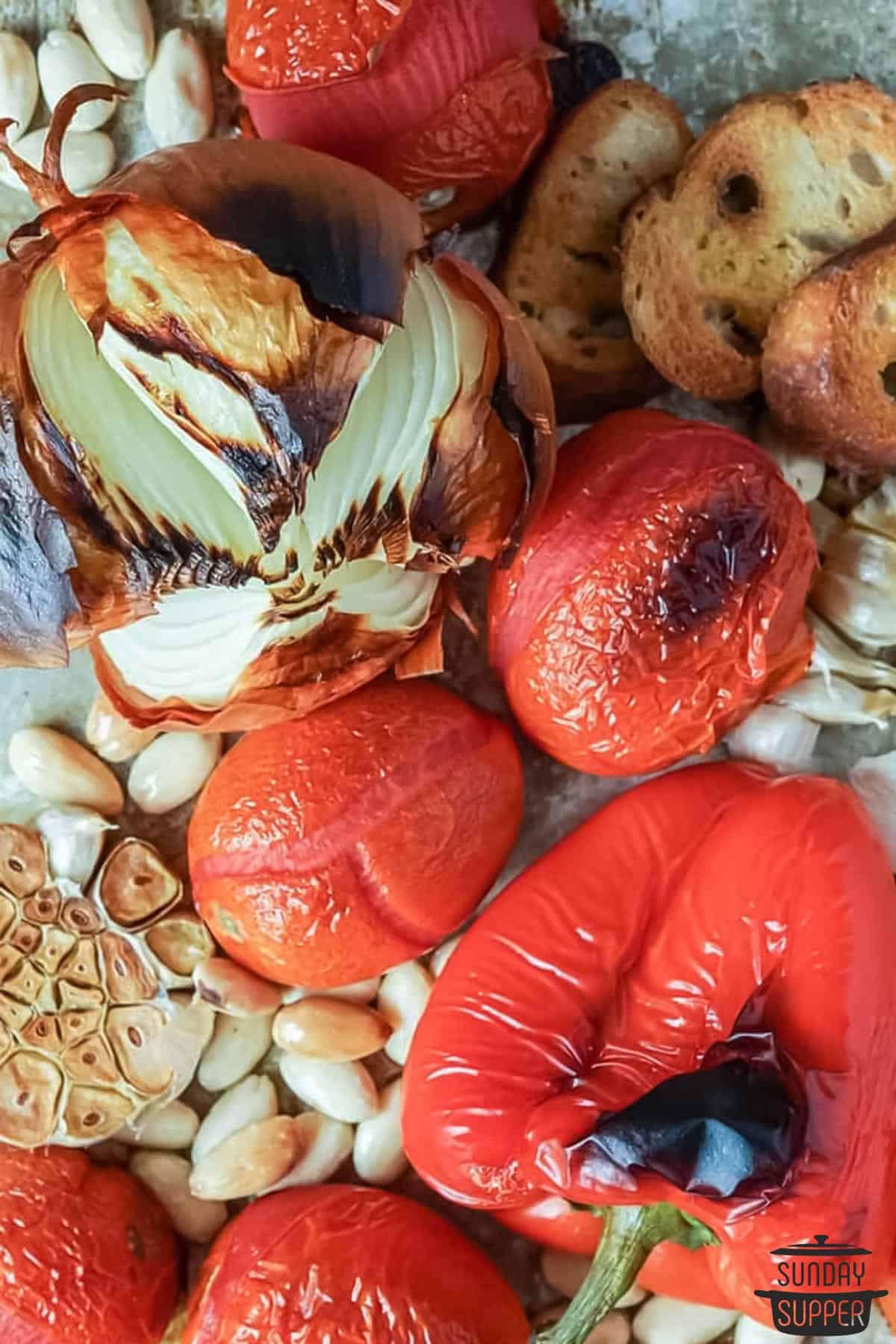 roasted vegetables ready to be blended