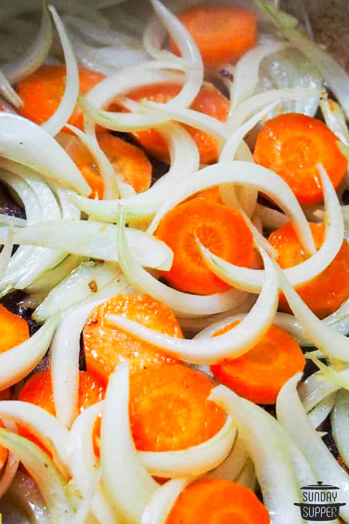 carrots and onions sauteing