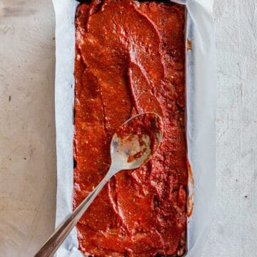 a meatloaf covered in glaze