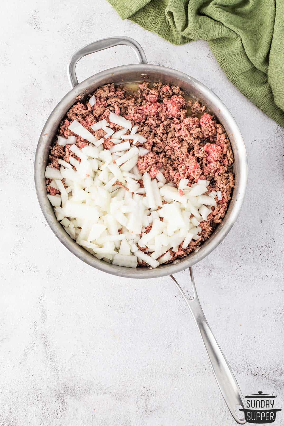 the onions added to the cooking beef