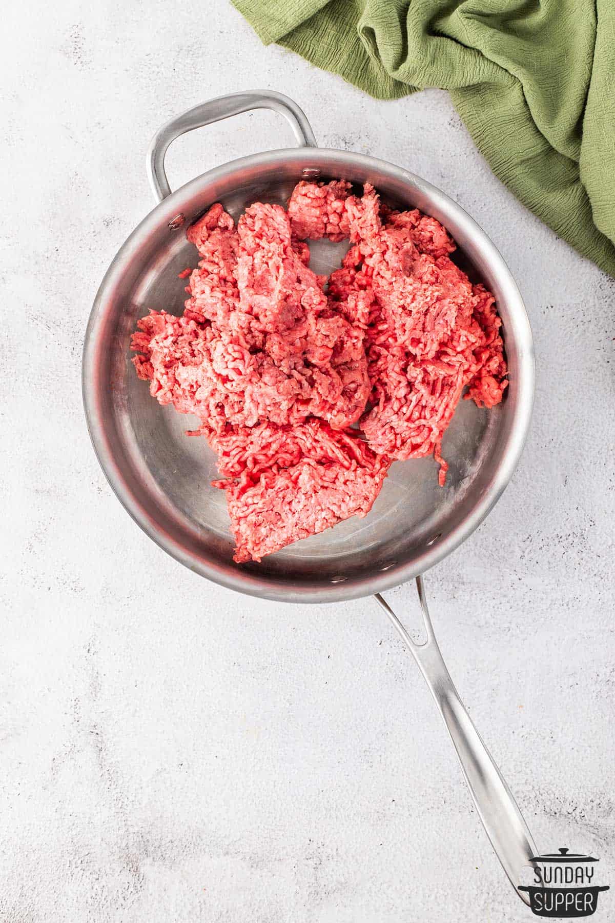 ground beef in a pot