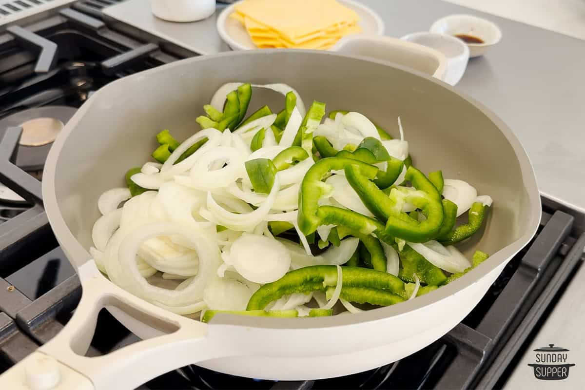 sauteing peppers and onions for philly steak sliders