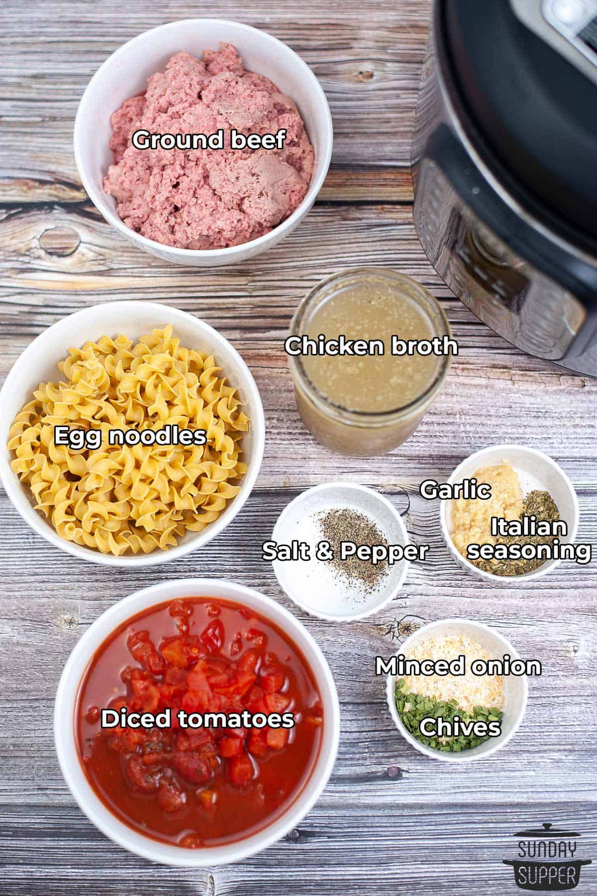 all the ingredients for instant pot beef goulash