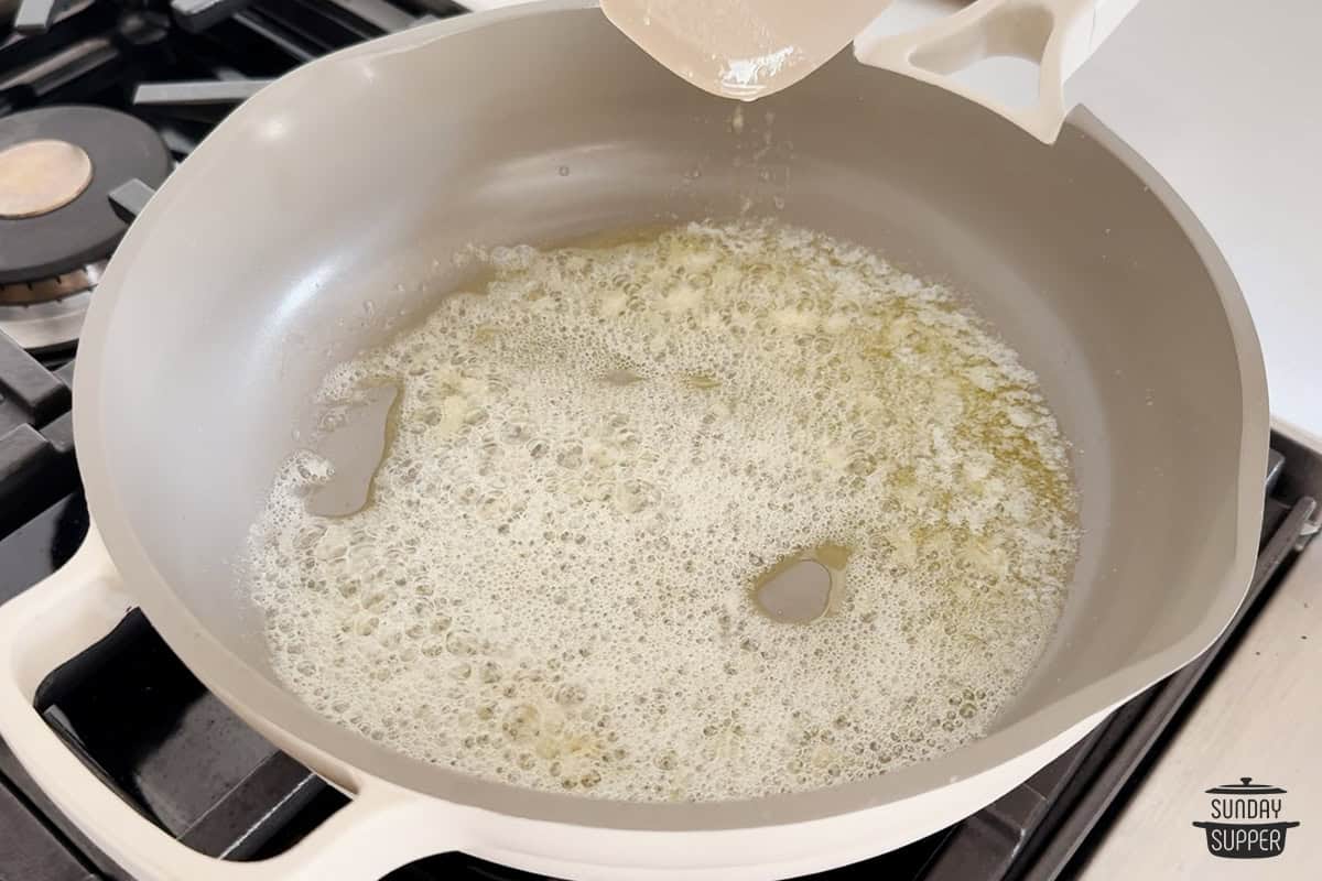 melting butter in a pan