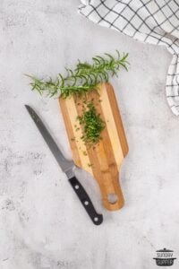 chopping herbs