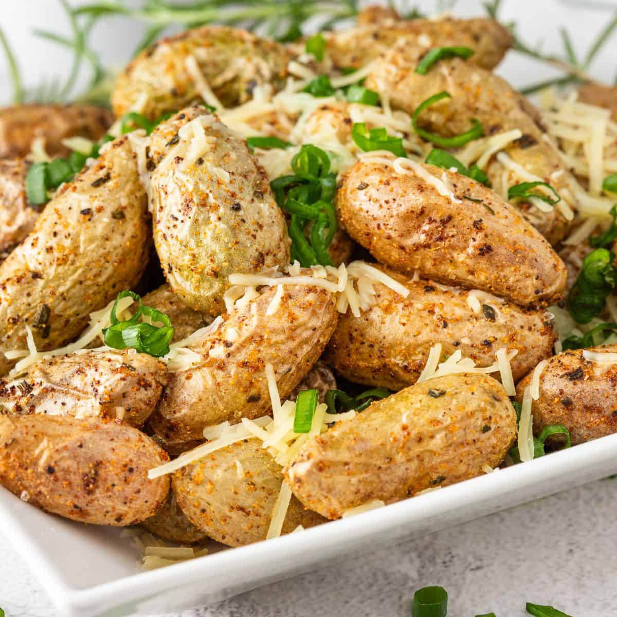 roasted air fryer baby potatoes close up