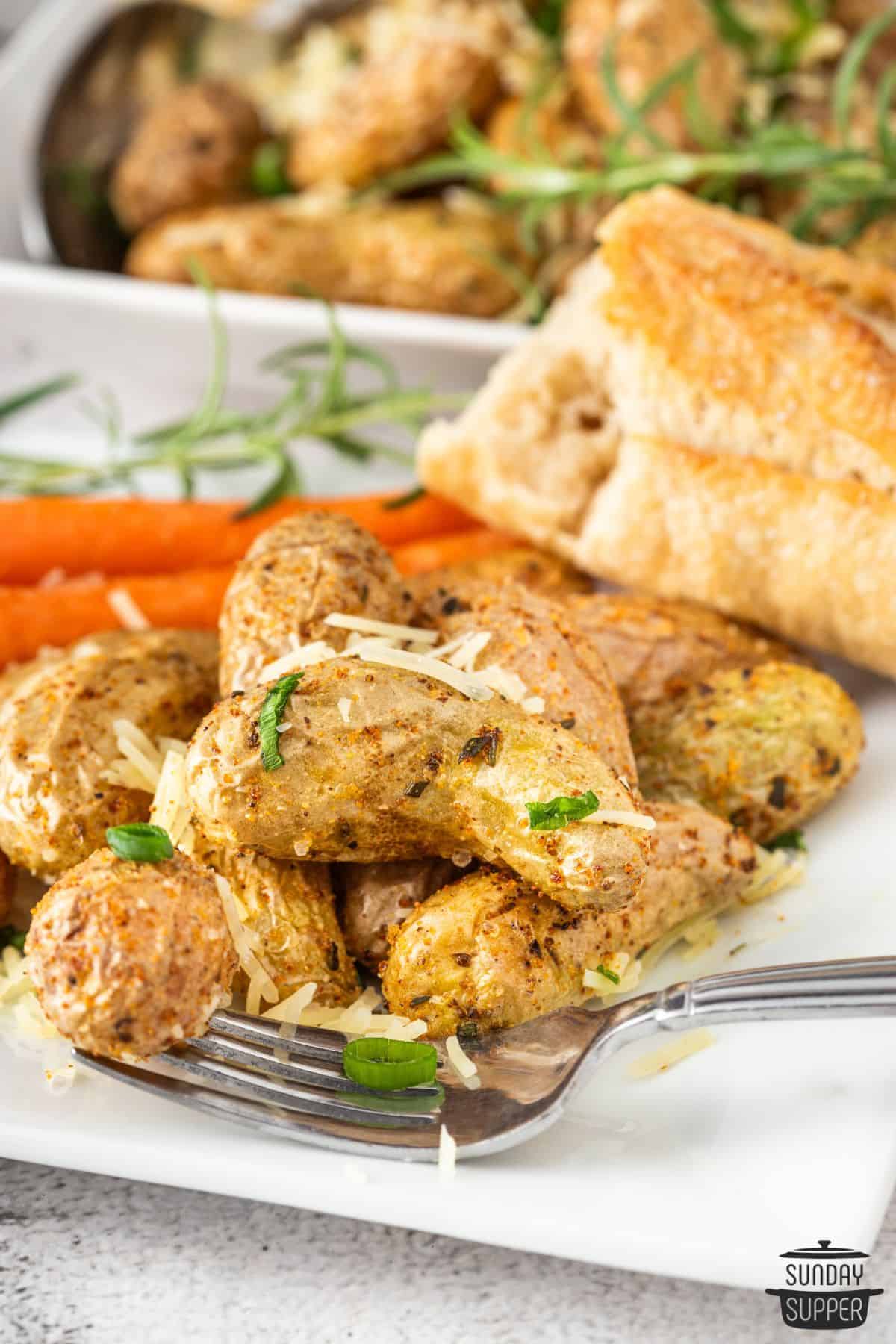 air fryer little potatoes on a plate
