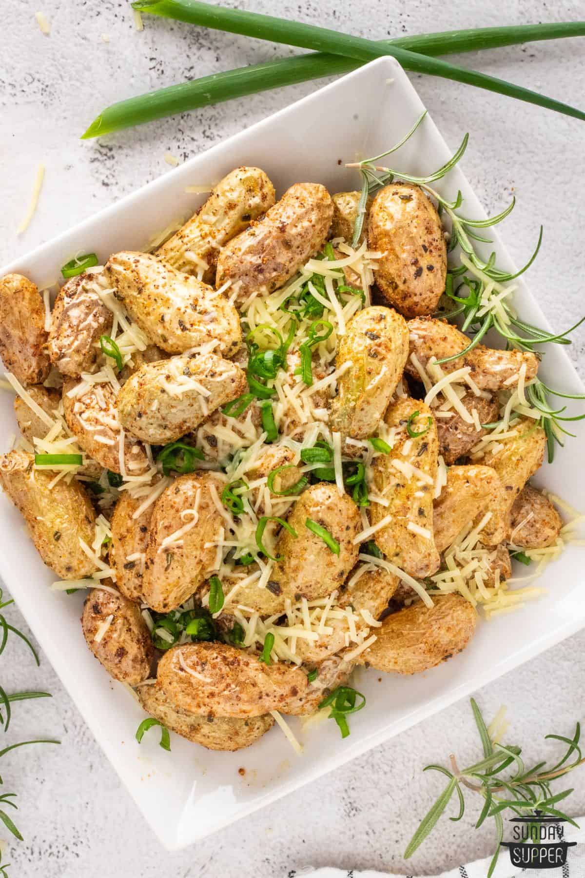 air fryer small potatoes on a plate