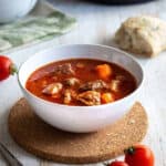beef stew in a serving bowl