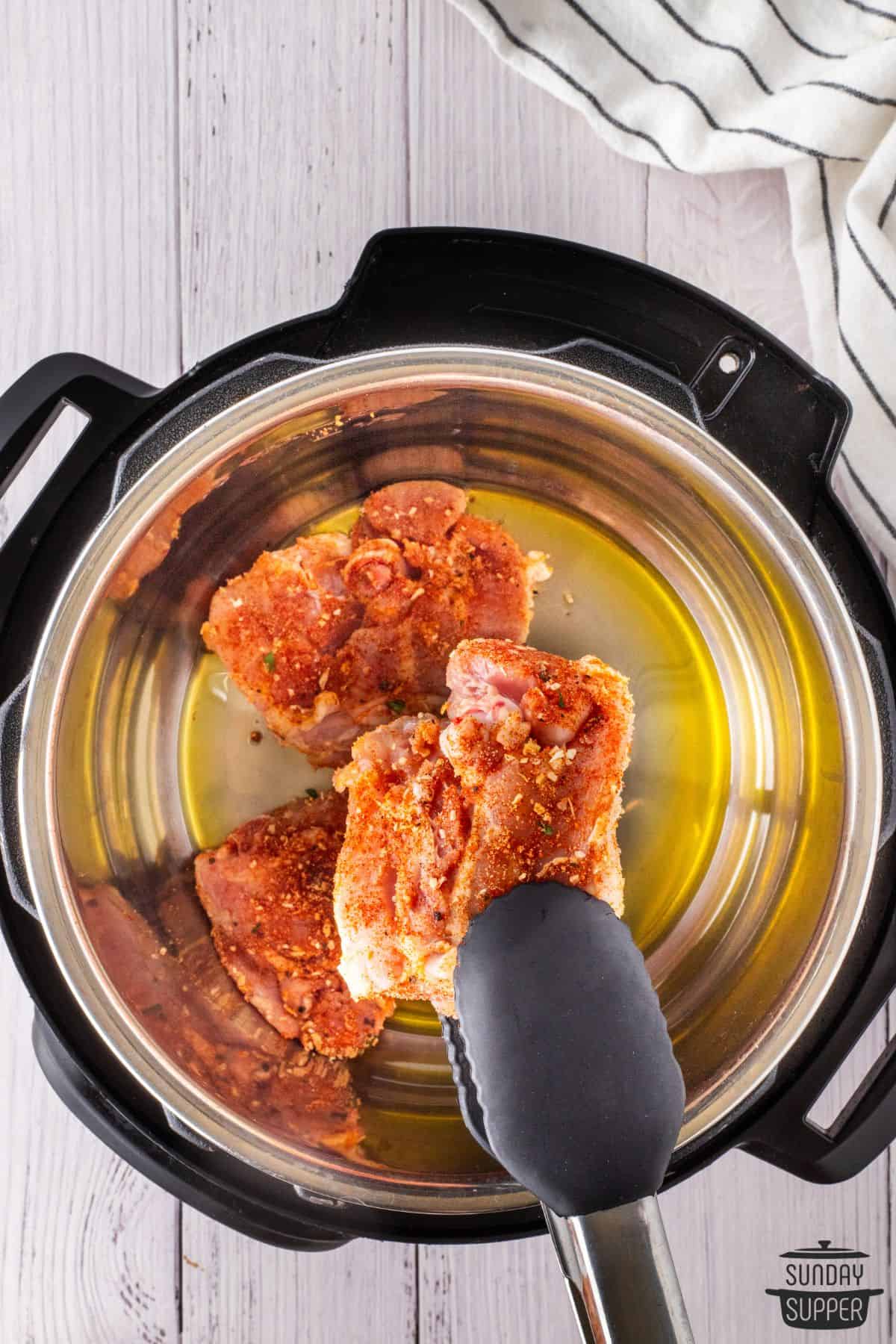 adding chicken thighs to instant pot