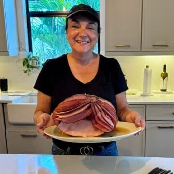 isabel holding the easter ham