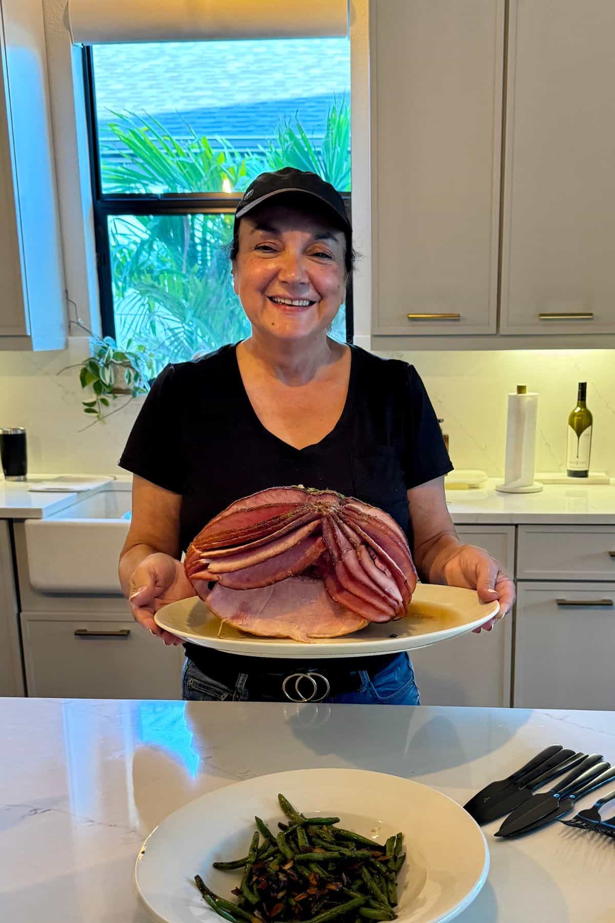 isabel holding the easter ham